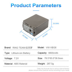 VW-VBG6อะไหล่แบตเตอรี่แพ็คอุปกรณ์เสริม7.2V 6600mAh li-ion เข้ากันได้กับ HC-V720พานาโซนิค V750 V770กล้องถ่ายวิดีโอ AG-AC30 - Product Image 5