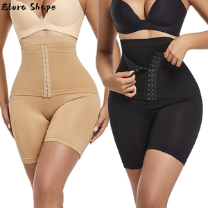 Shorty gainant taille haute pour femme, effet ventre plat, fermeture 3 crochets, haute compression, rehausseur de fesses - Product Image 4