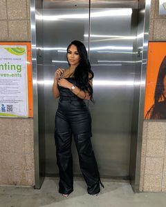 New Fashion Street Style Tube Elegant Multi Pocket Casual One Piece <strong>Baggy</strong> Cargo <strong>Jumpsuit</strong> Women - Product Image 4