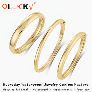 LUCKYJIU Fabricants de bijoux sur mesure Bracelet jonc <span class=keywords><strong>chic</strong></span> et intemporel en acier inoxydable plaqué or 18 carats pour femme, à porter au quotidien - Product Image 1