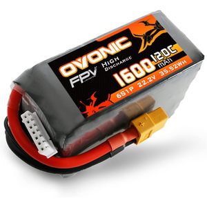 Batería Lipo Ovonic 6s 1600mAh 22.2V 120C de Alta Descarga para Drones de Carreras FPV - Product Image 1