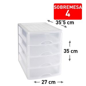 Desktop Storage <b>Unit</b> 4 <b>Drawers</b> 35x27x35.5 Cm White Home Organization Plastic <b>Drawer</b> Organizer - Product Image 1