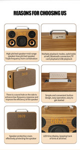 Loa không dây di động bằng gỗ, âm trầm lớn, chất lượng cao, loa siêu trầm Hifi cho điện thoại, TV, hệ thống âm thanh rạp hát gia đình, sử dụng trong nhà/ngoài trời - Product Image 2