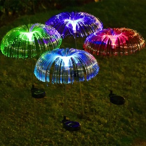Lumières de jardin décoratives d'extérieur à LED en forme de méduse à fibre optique à double couche alimentées par l'énergie solaire - Product Image 3