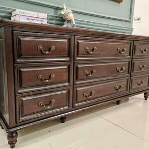 Cómoda de Estilo Americano con Nueve Cajones, 1.8 m, Madera de Nogal Negro, Mueble de Almacenamiento para Sala de Estar o Dormitorio - Product Image 2