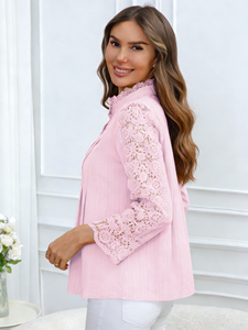 Blusa de Encaje Elegante y Exquisita para Mujer, Primavera/Verano 2026, Nuevo Estilo Moderno, Manga Larga, Tejida, en Existencia en EE. UU. - Product Image 4