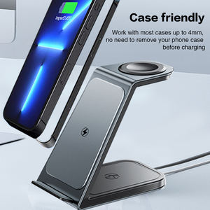 Di alta qualità in alluminio 3 in1 caricatore Wireless Stand per Samsung <span class=keywords><strong>Apple</strong></span> 15W ricarica rapida per <span class=keywords><strong>Smartphone</strong></span> per uso ufficio - Product Image 4