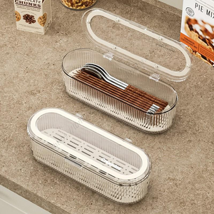 Vente en gros, Meilleures ventes : Boîtes de rangement et poubelles modernes en plastique transparent, Boîte à vaisselle, Boîte à couverts de cuisine, Boîte à baguettes domestiques - Product Image 5
