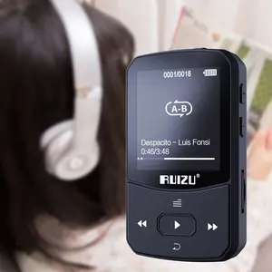 RUIZU-Reproductor de MP3 deportivo X52, mini walkman con clip portátil, Bluetooth, soporte de pantalla FM, grabación, libro electrónico, reloj, radio podómetro