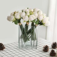 Bouquet de mariée moderne en soie artificielle de haute qualité à 10 têtes, fait main, roses blanches et roses, décoration de mariage, Pâques, Noël, réutilisable