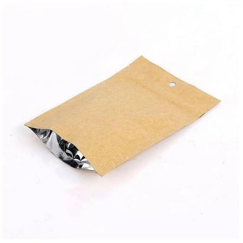 Paper Bags Kraft Brown Zipper Sac Bottom Eco Friendly Packing Box Carry Gold Gift White And Box Rollo Papel Kraft