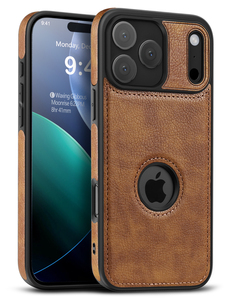 Funda Ultra Delgada de Cuero PU para Teléfono, Compatible con <span class=keywords><strong>iPhone</strong></span> 17 Air, 16E, 16, 15, 14, <span class=keywords><strong>11</strong></span> Pro Max, 13, 12 Mini, con Logotipo Visible - Product Image 1