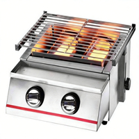 Barbecue portable ITO pour table, avec couvercle en acier inoxydable, 2 brûleurs infrarouges indépendants, cuisinière à gaz, barbecue d'extérieur sans fumée, jaune
