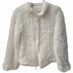 <span class=keywords><strong>Cappotto</strong></span> Lungo Casual da Donna Invernale in Stile Europeo, Eco-Friendly, Morbido e Soffice, in Lana e <span class=keywords><strong>Pelliccia</strong></span> di Coniglio Bianca Tinta a Mano, con Scollo a V - Product Image 2
