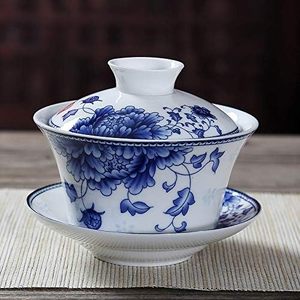 7.44oz Gaiwan ensemble de tasses à thé en porcelaine de style chinois Noble pivoine Design avec couvercle soucoupe élégant service à thé décoratif pour la maison - Product Image 3