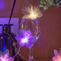 Lampu Hias Serat Optik LED Gantung Bentuk Bunga, Lampu Dekoratif Putih Hangat untuk Natal, Pernikahan, dan Liburan
