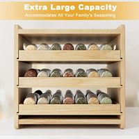 Étagère à épices en bois à 3 niveaux, antidérapante, pour le comptoir de la cuisine, le tiroir, l'armoire, pour le rangement des épices