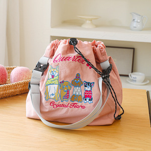 Japanese-Style Cartoon <strong>Cat</strong> Shiba Inu Embroidered Eco-Friendly Nylon Cloth Bag Womens Large-Capacity <strong>Handbag</strong> Fresh Sweet Two - Product Image 3