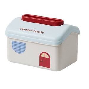 Sweet House Cartoon Tissue Box With Handle Blue Pink PP Material For Living Room Car Bathroom Storage - Product Image 4