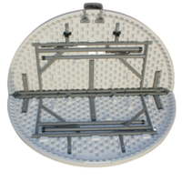 Location à bas prix 10 personnes cercle rond durable portable gain de place blanc pliant Banquet Tables en plastique pour mariage événement fête