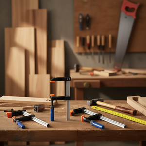 Abrazadera Fervi para carpintería, barra de acero con almohadilla naranja y mango azul, 3 tamaños disponibles para trabajos en madera y proyectos de bricolaje - Product Image 3