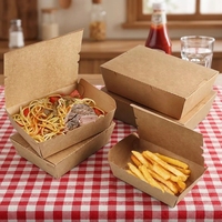 Boîtes à lunch carrées en papier kraft jetables, résistantes à la graisse, biodégradables, contenants alimentaires à emporter pour restaurant, emballage pour salades et repas