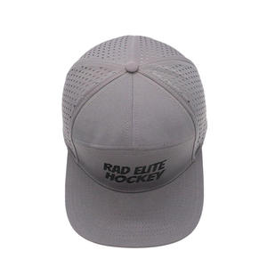 Premium Custom 7-Panel Flat Bill Grey Baseball Cap with Laser Cut & Rubber Logo for Waterproof Performance Sports Wear - Product Image 5