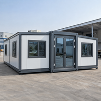 Supermarché modulaire préfabriqué extensible à double aile, conteneur pliant en panneaux sandwich, construction en acier, 20 pieds