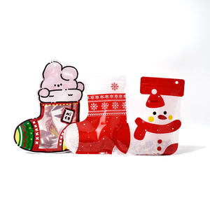 Nouveau Design Plastique Ziplock Bonbons de Noël Sacs-cadeaux Décoration Chaussettes Père Noël Sac de Bonbons Bas de Noël - Product Image 1
