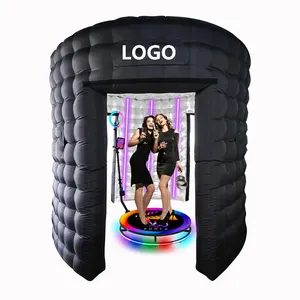 Cabina DE FOTOS inflable personalizada para fiesta de cumpleaños, cabina de fotos Led inflable 360, cúpula negra