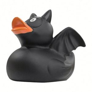 Customized 8Cm Unique Black Vinyl Ducks <b>Bath</b> Toys Bat Rubber Duck - Product Image 2