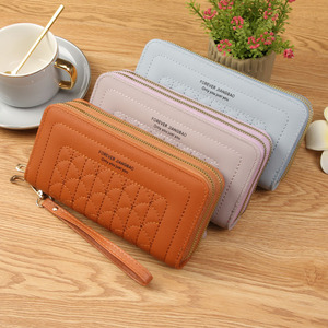 Portefeuille Long <span class=keywords><strong>pour</strong></span> <span class=keywords><strong>Femme</strong></span> Double Fermeture Éclair <span class=keywords><strong>Sac</strong></span> à Main Tendance Grande Capacité en Cuir Souple Pochette <span class=keywords><strong>Téléphone</strong></span> - Product Image 3