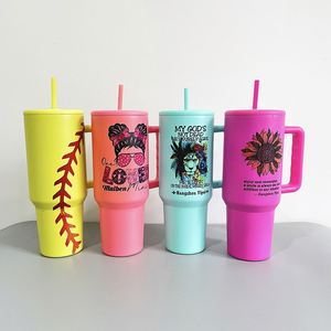 Meilleur rapport qualité-prix : Gobelet coloré en acier inoxydable de 40 oz avec couvercle plat pour sublimation – Idéal pour le café - Product Image 4