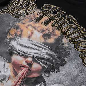 Camisetas de Hombre con Estampado Gráfico Angular de Alta Calidad, Camisetas de Moda con Diamantes, Estilo Urbano Oversize, Camisetas Life Hustlers para Hombre - Product Image 5