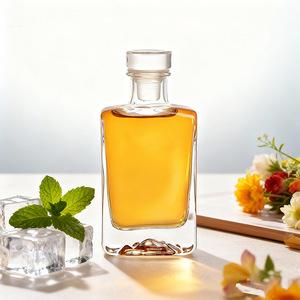 Bouteille en verre transparente carrée de 250 ml et 500 ml pour spiritueux, tequila, vodka, vin, avec bouchon estampé à chaud – Vente en gros à prix réduit - Product Image 4