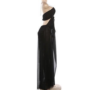 Robe d'été pour femmes Viviblook Z0105DS02, nouvelle robe à bretelles, sexy, en maille transparente, dos nu, décolleté plongeant, pour les vacances, les anniversaires, les fêtes - Product Image 5