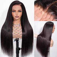 Wig Rambut Asli Manusia 30 40 inci, Wig HD Lace 13x4 Tanpa Lem, Wig Lurus Alami dengan Kutikula Tersusun Rapi, Grosir Pabrik