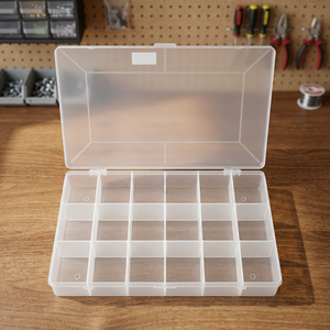DK-618 17 Compartment Storage <b>Box</b> | Clear Plastic Embroidery floss Storage <b>Box</b> Organizing Case for <b>Small</b> Items Desk Organizer - Product Image 3