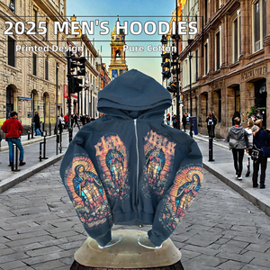 Ensembles de sweats à capuche et de sweat-shirts pour hommes personnalisés OEM 2025, 100 % coton, 500 g/m², à capuche, brodés, coupe ample - Product Image 3