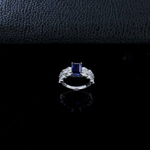 S925 Sterling <b>Silver</b> Women's Romantic <b>Emerald</b> Cut Lab Created Sapphire High-grade Wedding <b>Ring</b> - Product Image 3