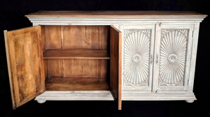 Moderno Sólido Mango de Madera de Almacenamiento Muebles PARA EL Hogar Nuevo Gabinete Aparador con Acabado de Lavado Natural y Blanco para Sala de Estar - Product Image 3