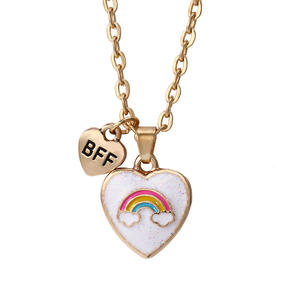 BFF kalung anak-anak 2 3 4, kerajinan logam kalung sahabat pelangi sederhana - Product Image 1