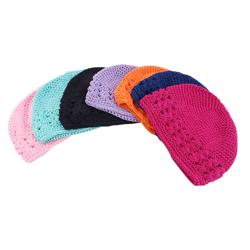 HZM-22269 Wholesale Baby Cotton Kufi Caps Classic Knit Handmade Crochet Beanie for Girls Baby Hats