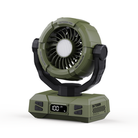 Ventilateur portable multifonctionnel avec crochet, idéal pour le camping en extérieur, batterie 10000 mAh, lumière intégrée, pliable et quatre vitesses