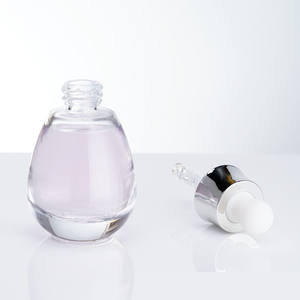 Premium 30ml paroi épaisse sérum goutte d'eau en forme de bouteille de parfum en aluminium argent anneau Unique en forme de flacon compte-gouttes d'huile avec boîte - Product Image 3