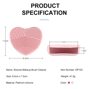 Venta al por mayor de pestañas cepillo de limpieza estera pequeña en forma de corazón de etiqueta privada de lujo de silicona cara maquillaje cepillo limpiador y secador - Product Image 3