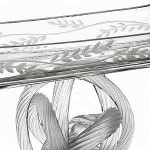 Bandeja Decorativa Rectangular de Vidrio con Patrón Floral Grabado, Diseño Contemporáneo, Pieza Única - Product Image 5