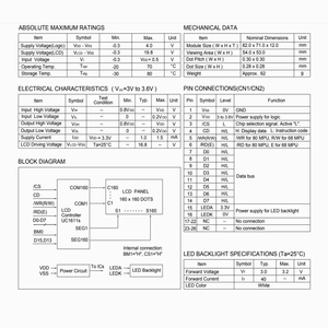 Mô-đun hiển thị <span class=keywords><strong>LCD</strong></span> trắng 160x160 chấm với đèn nền LED, logic 3V, điện áp lái 16.8V - Product Image 6