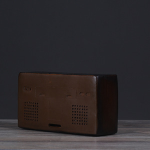 Radio rétro en bois, pièce décorative, style antique patiné, rectangle, salon, style rustique - Product Image 4