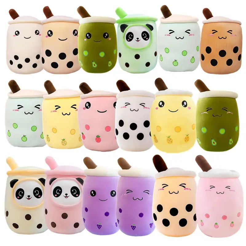 24cm Milk Tea Cup Plush Toy Boba Plush Stuffed Milk Soft Back Cushion Doll Kawaii Fruit Cup Pillow Cushion Toy Kid Birthday Gift